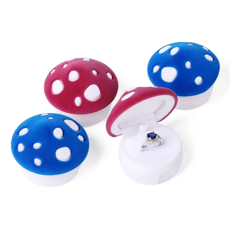 

1 Piece lovely mushroom Gift Box Holder 2 colors Velvet Wedding Engagement Ring Box Jewelry box for Earrings Necklaces Display