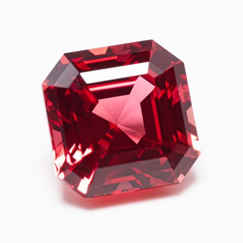 Top Lab Grown Sapphire Sunset Red Color Square Chamfer Cut VVS1 Selectable AGL Certificate Charms DIY Jewelry Making Materials