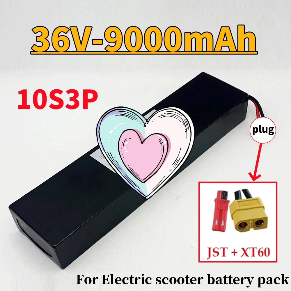 

Newly upgraded 36V 9Ah Rechargeable Lithium Battery Pack 10S3P 500W Power Modified Electric Scooter Battery with BMS, XT60 JST