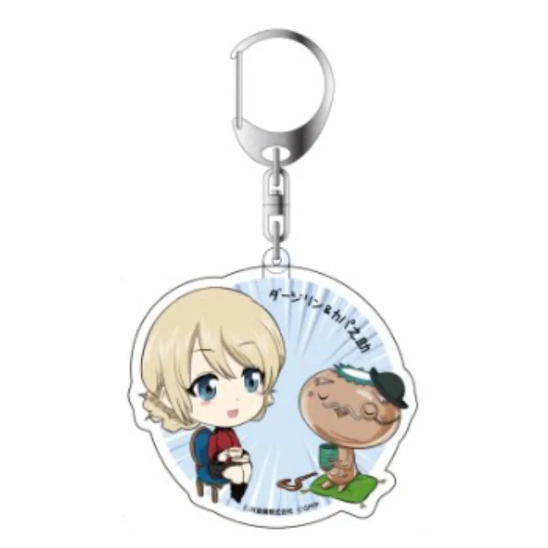 ‌Girls Und Panzer‌ Darjeeling Kay Anchovy Katyusha Arisu Shimada Acrylic Keychain Cute Anime Toy Figures