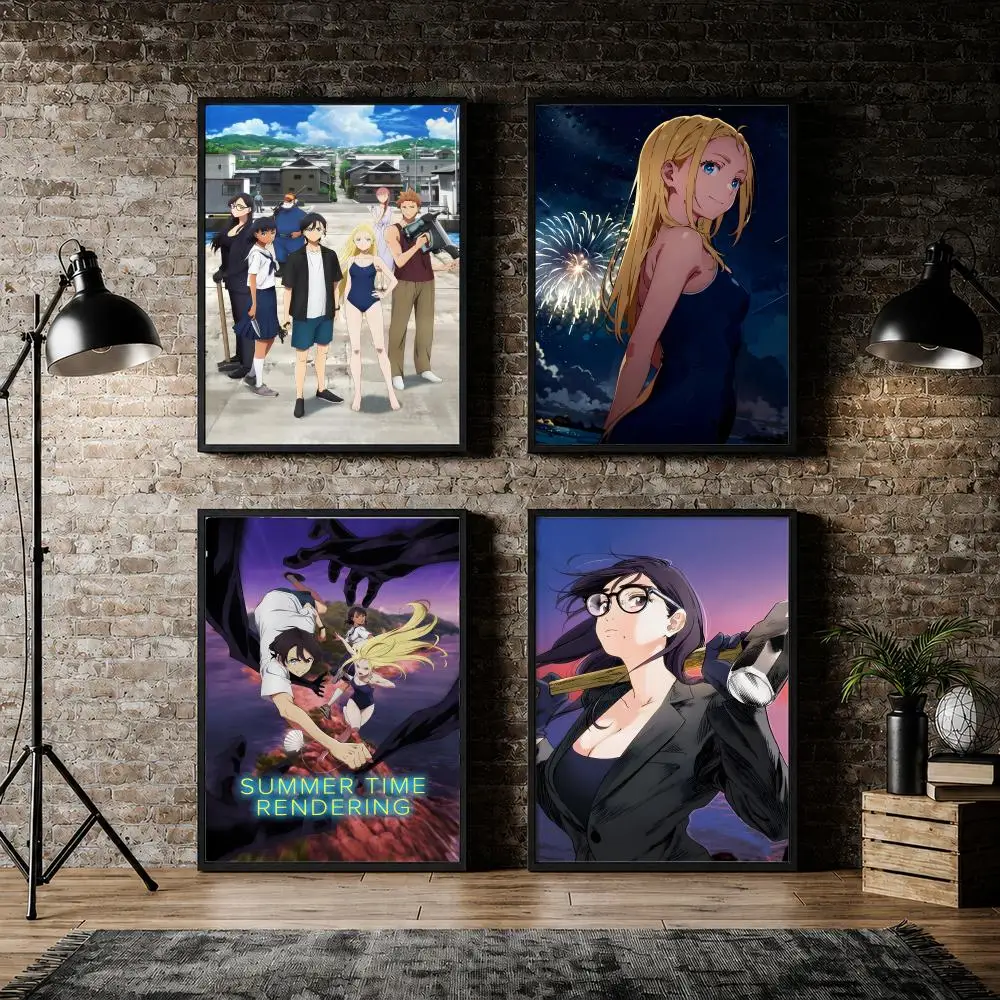 Anime Summer Time Rendering Poster Pvc HD Peel and Stick Modern poster Home Office Living Room Dining Room Wall Decor