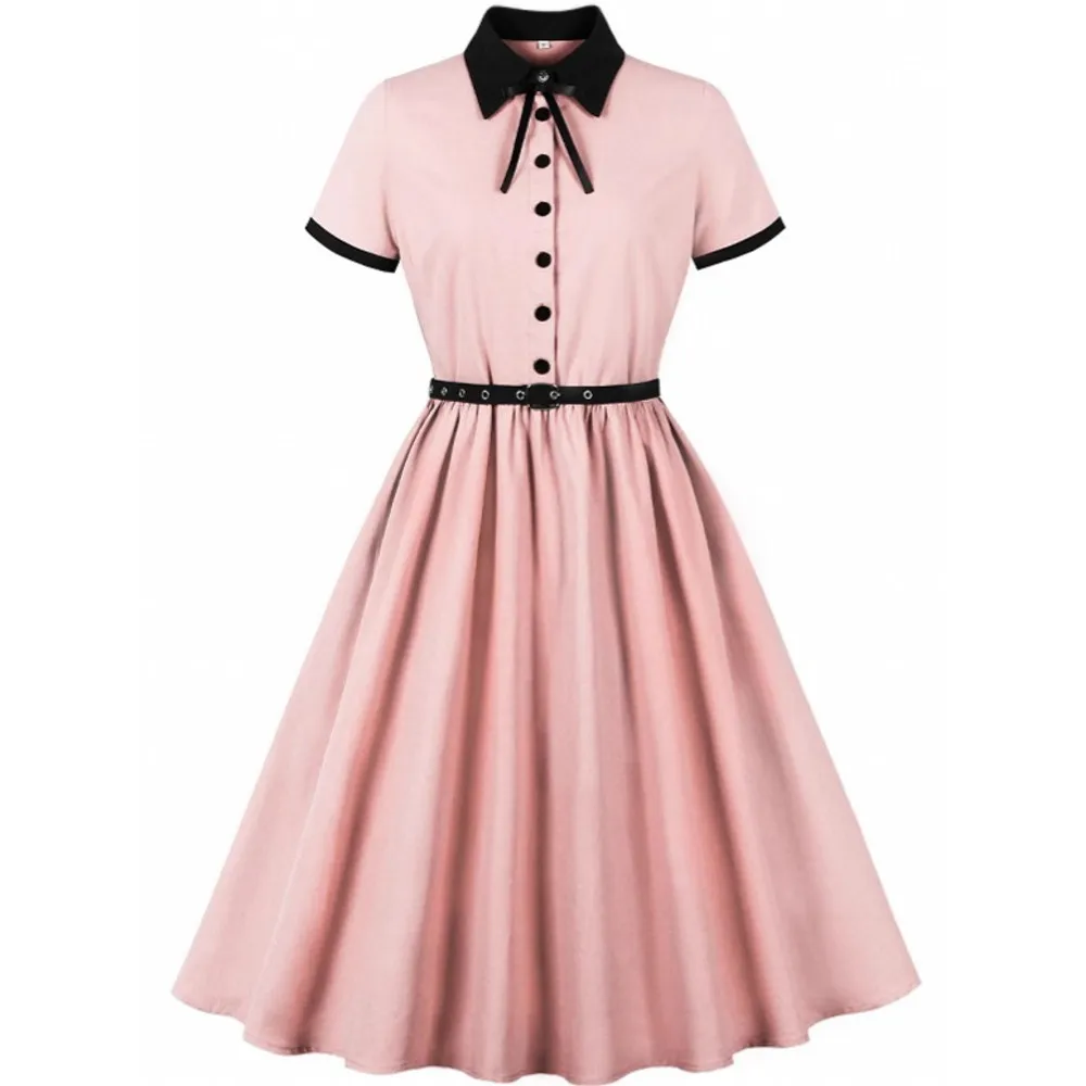 Vestido de fiesta informal Pin Up de verano para mujer, bata Retro de manga corta 2025, vestido Vintage Rockabilly de los años 60 y 50, Vestidos con vuelo de los años 60 y 50
