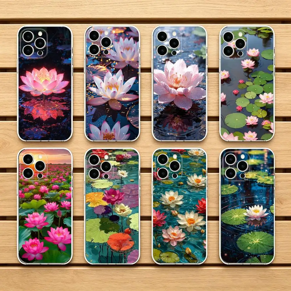 Lotus Phone Case For iPhone 17 Air 16 15 14 13 12 11 Pro Max Plus Cover