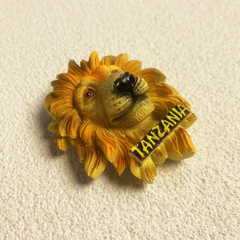 Tanzania tourist souvenirs three-dimensional Lion head 3D three-dimensional refrigerator sticker decoration supplies gifts