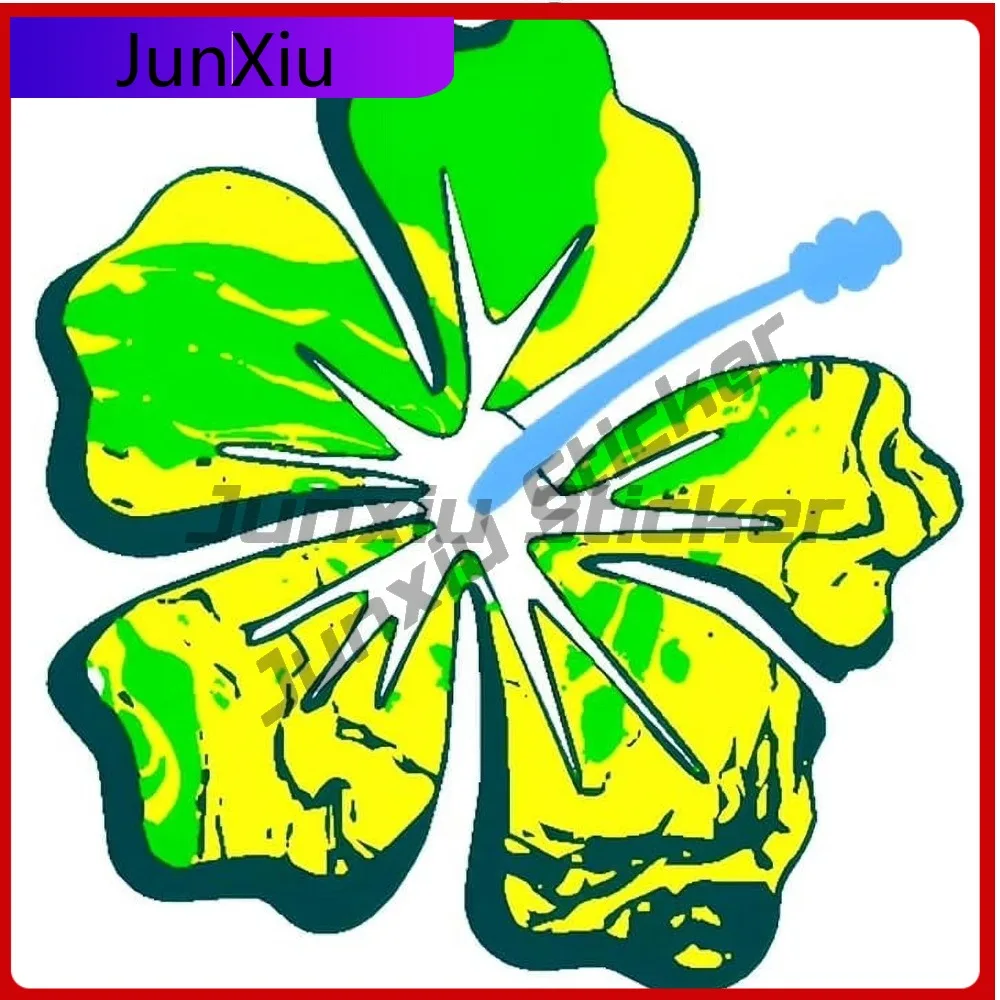 

Green Holographic Hibiscus Flower Funny Car Laptop Window Bumper Waterproof Vinyl Decal Decoration Cute Funny Trendy Unique