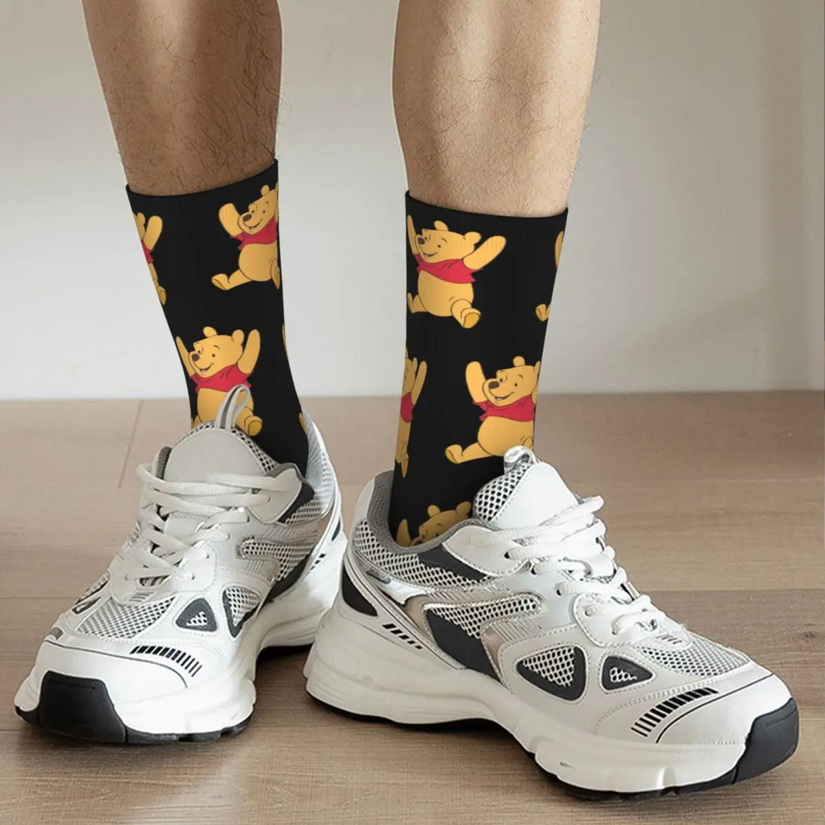 Autumn Winter Retro Women Men Winnie The Pooh Socks Breathable Skateboard Socks