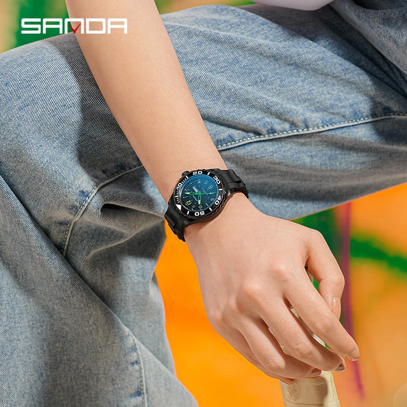 SANDA Couples Watch with Dual Calendar, Fashionable Trendy Waterproof Quartz Watch