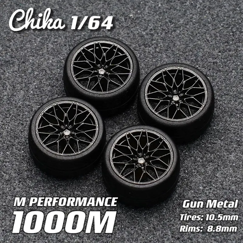 New Chika 1/64 Car Modified Wheels 10.5/9.7mm Rubber Tires Resin Wheels Without Calipers Suitable for 1:64 Static Car Model