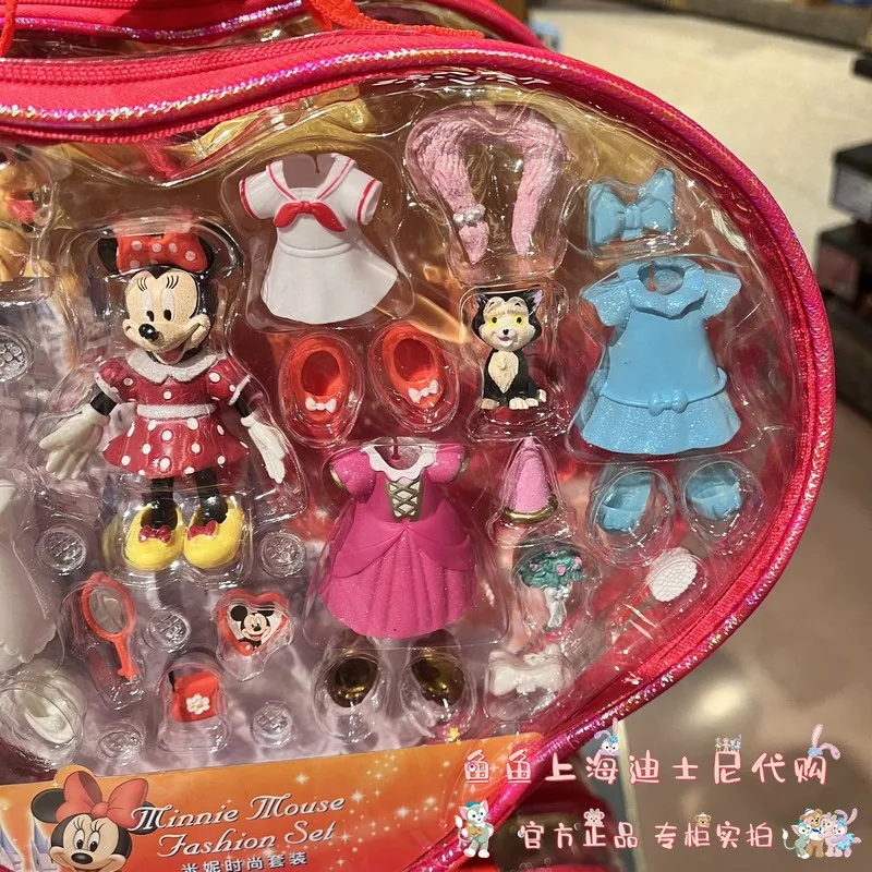 Disney Minnie Mickey Mouse Fashion Dress Up Toy Set Anime Cartoon Doll Girl Anime Figurine Model Ornament Children's Gift