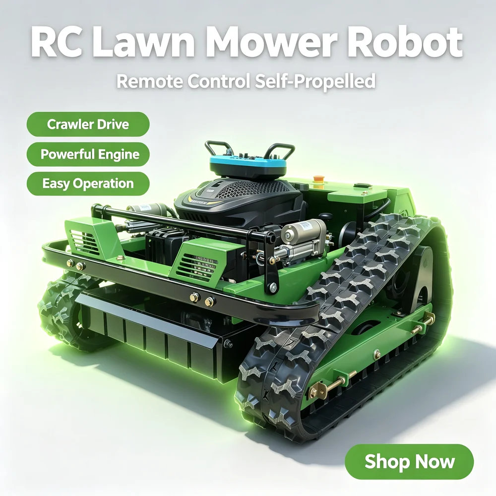 550mm Cutting Width Tracked Remote Control Lawn Mower Hybrid Power Zero Turn Grass Cutter Machine All Terrain Brush Mower