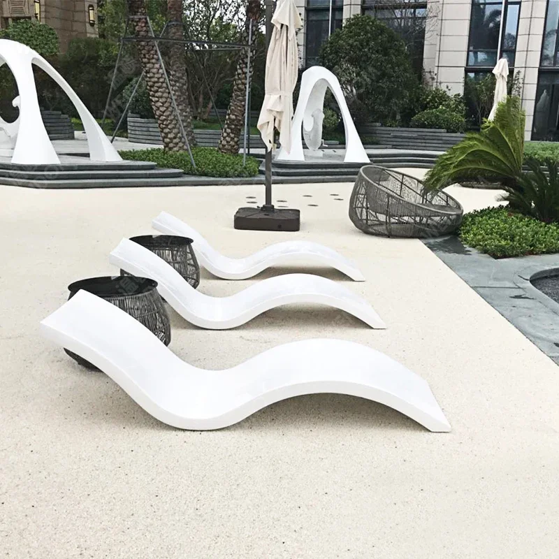 Outdoor Daybed Pool Furniture Waterproof Swimming Pool Lounge Chair S-shaped Chair