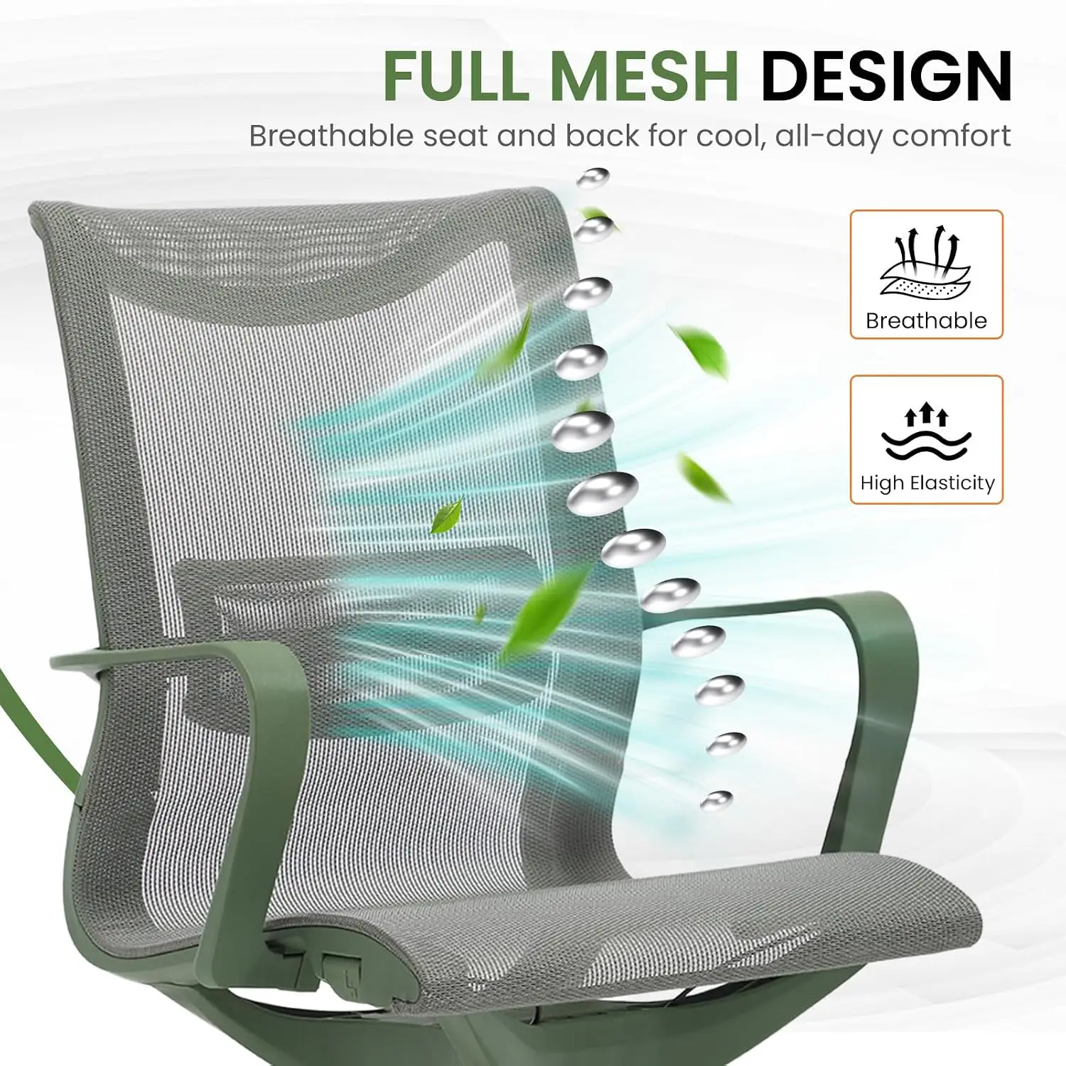 Mesh Office Chair with Lumbar Support, Height Adjustable Recline Swivel Task Chair for Home Office, Customized