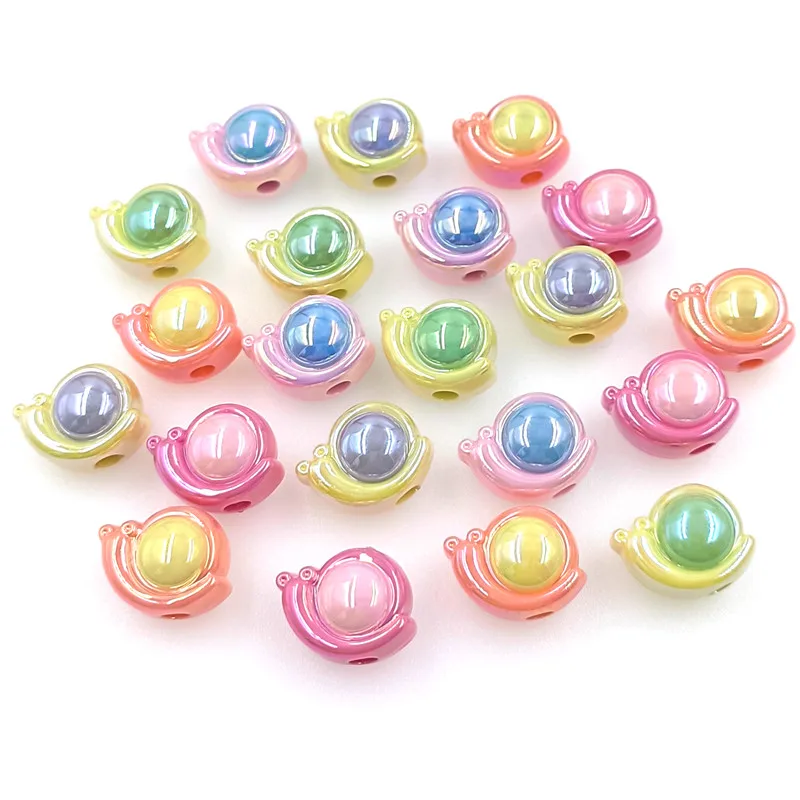 5Pcs 19*15mm Creative UV Plated Dazzle Two Color Snail Beads DIY Beaded Material  for Bracelet Jewelry Making