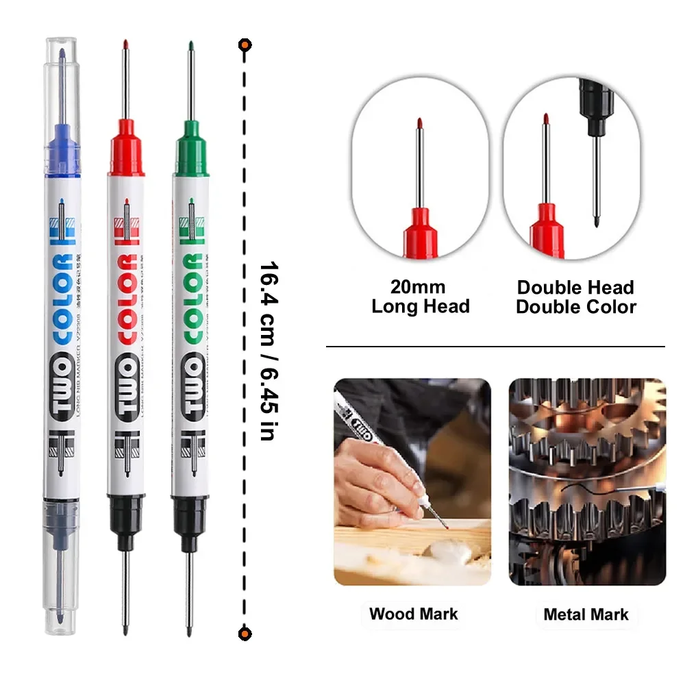 20mm Double-Tip-Colors Deep Hole Long Head Nib Markers For Metal Pen Waterproof Bathroom Woodworking Decoration Multi-Purpose #2