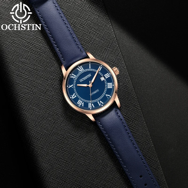 OCHSTIN Man Classic Gentleman Watch Elegant Roman numerals Durable Leather Wristband Automatic Mechanical Movement Wirstwatches