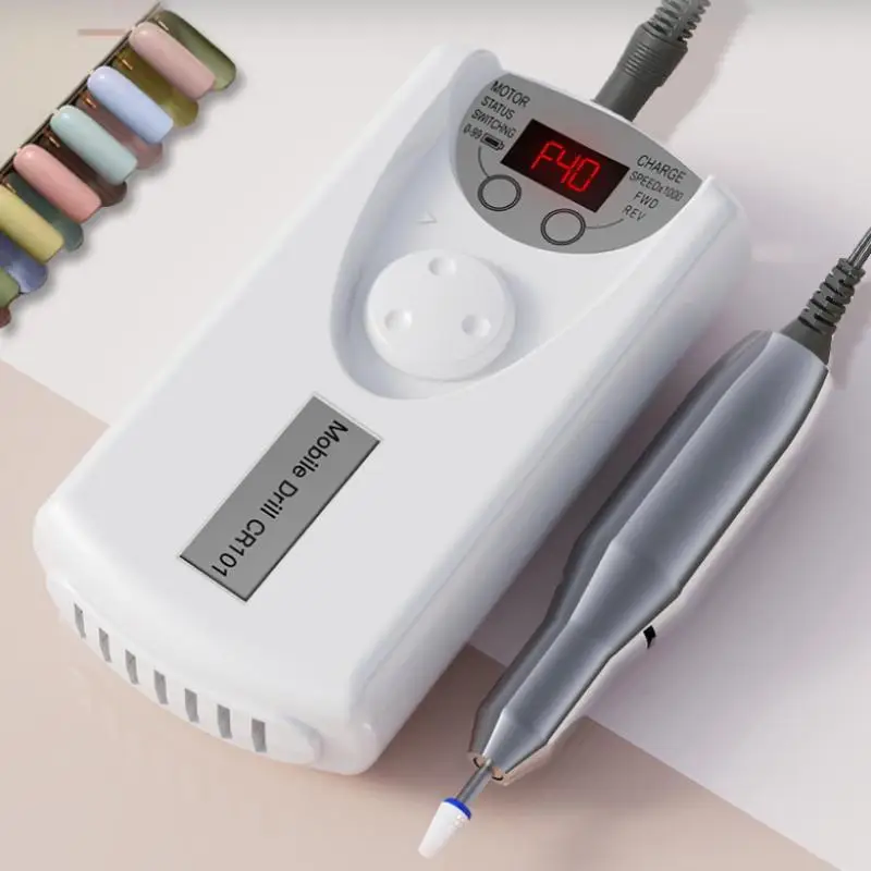 Nagelboormachine Pro Draaibank Nagelfrees Oplaadbare Nail Art Elektrische schuurmachine Motorpolijstmachine met 6-polijstkop