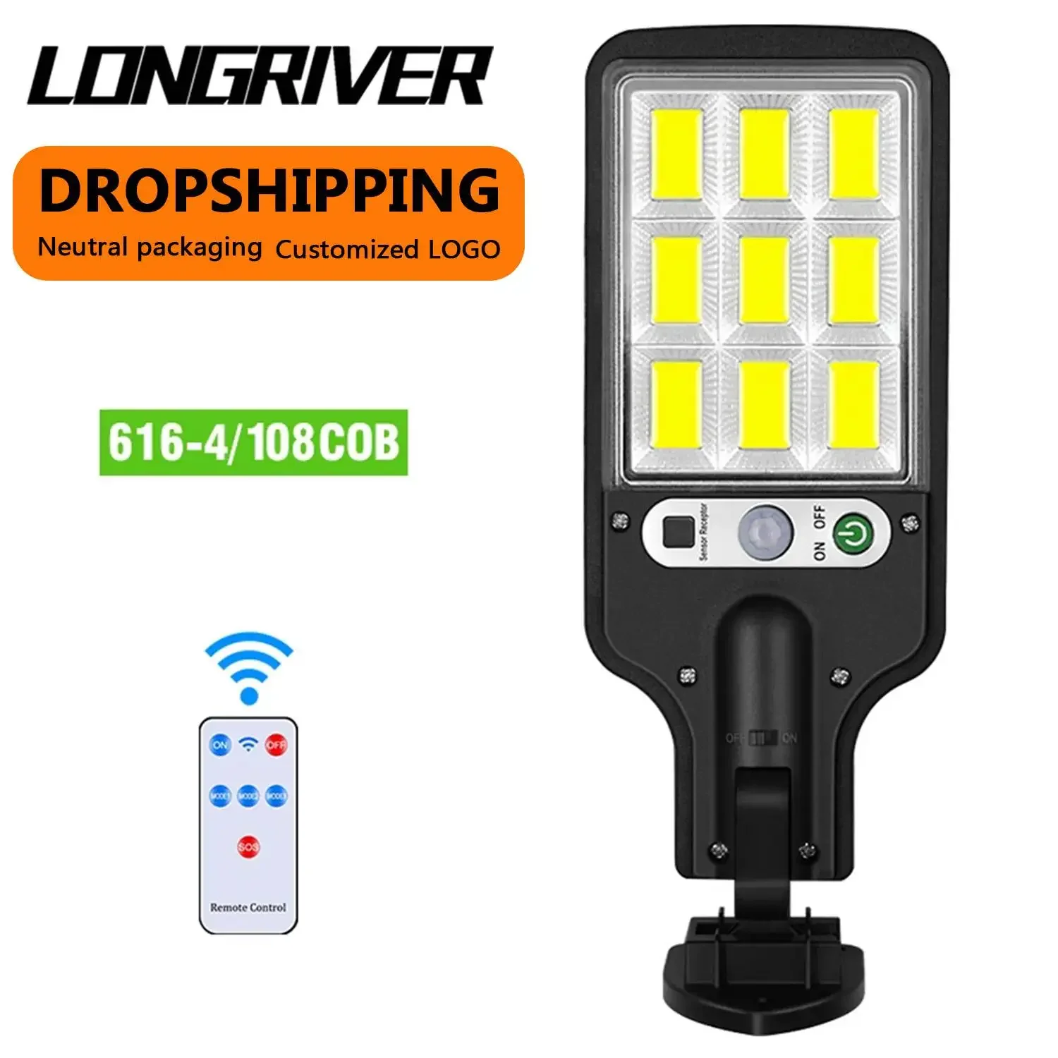 

LONGRIVER Solar Street Lights 616-4 Outdoor Solar Lamp With 3 Light Mode Waterproof Motion Sensor Security Lighting For Streets