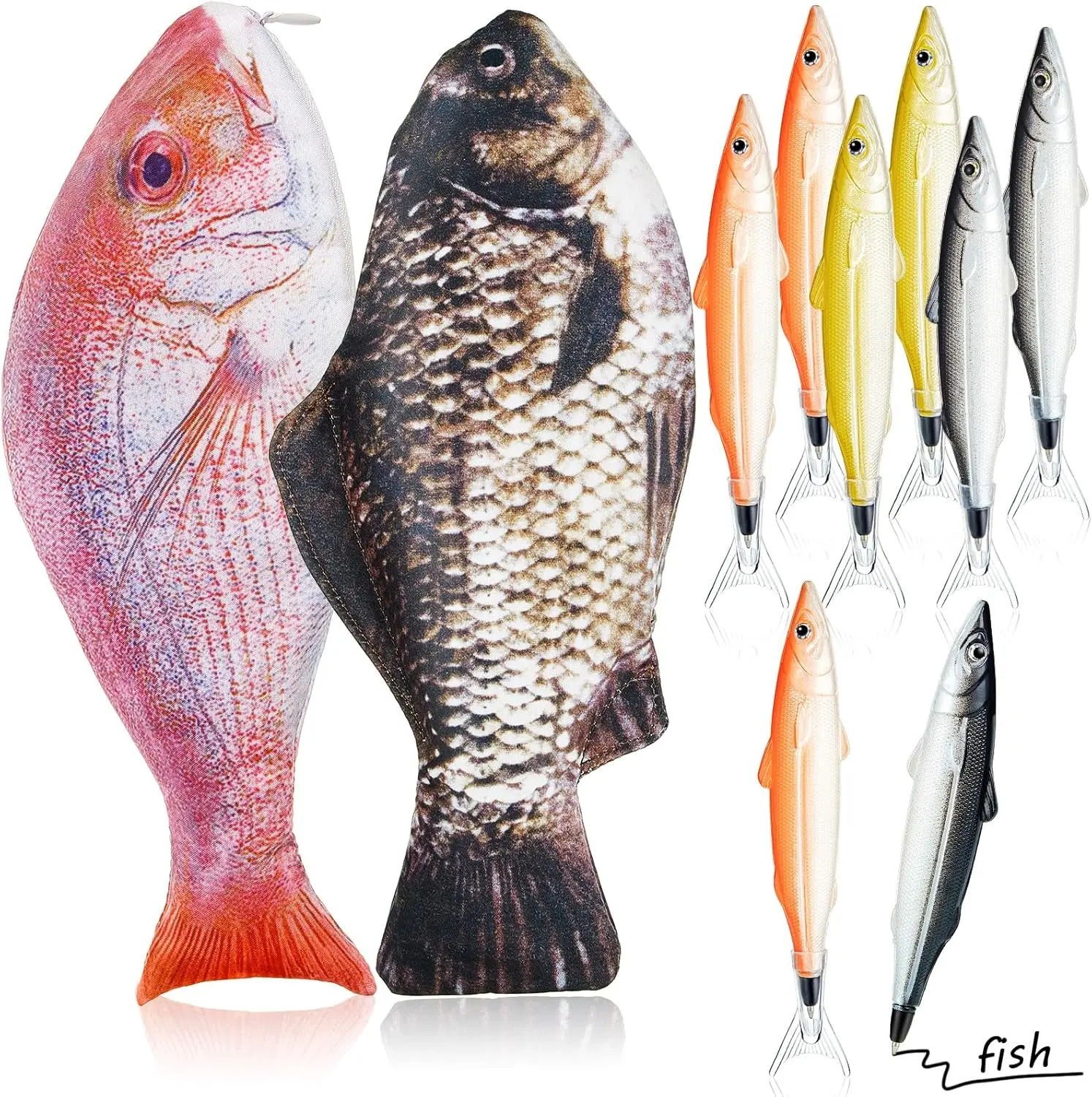 

Реалистичный пенал в виде удочки с набором из 8 ручек, забавный подарок для офиса или дня рождения, черный и красный цвета