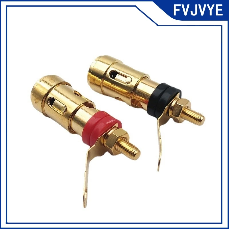 1/2/5pairs 40mm Gold-plated Push-type Large Spring Terminal Speaker Amplifier Spring Self-locking Socket Push-type Terminal .A2