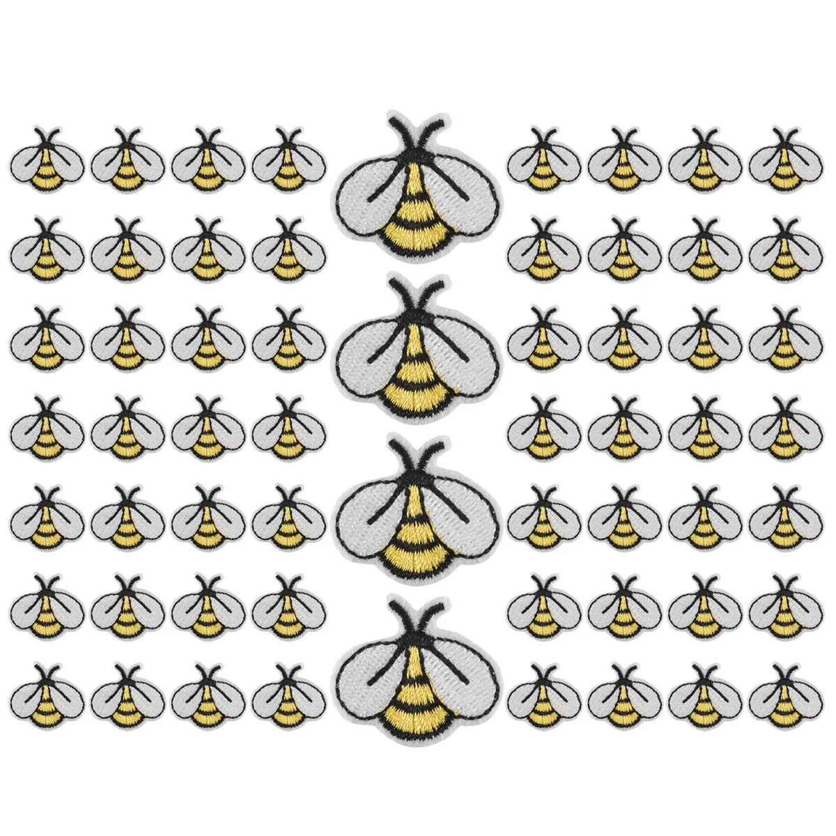 60PCS Bee Embroidered Patches,Cute Bumble Iron on Embroidered Applique Decoration Sewing Patches for Clothes DIY Patches image 3