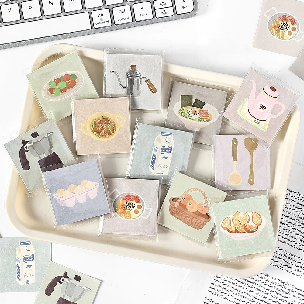Cute Coffee Fruit Meals Design Small Memo Pads Message Writing Craft Paper Printed Stationery Supplies