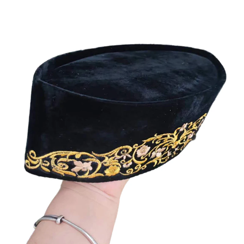 Top-grade Velvet Embroidery Men's Muslim Worship Hat Southeast Asian Muslim Fedora Hat Islamic Prayer Hat Saudi Arabia Hijab Cap