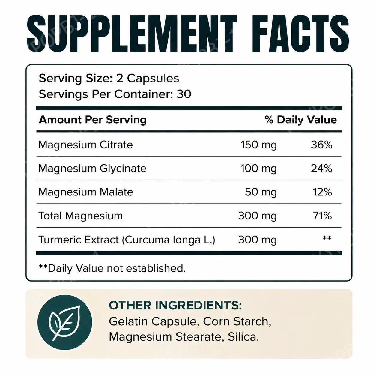 Googeer TriMagnes 4-in-1 Nerve Support Capsules Gentle Supports Nerve Comfort Magnesium Complex and Turmeric Extract 60 Capsules