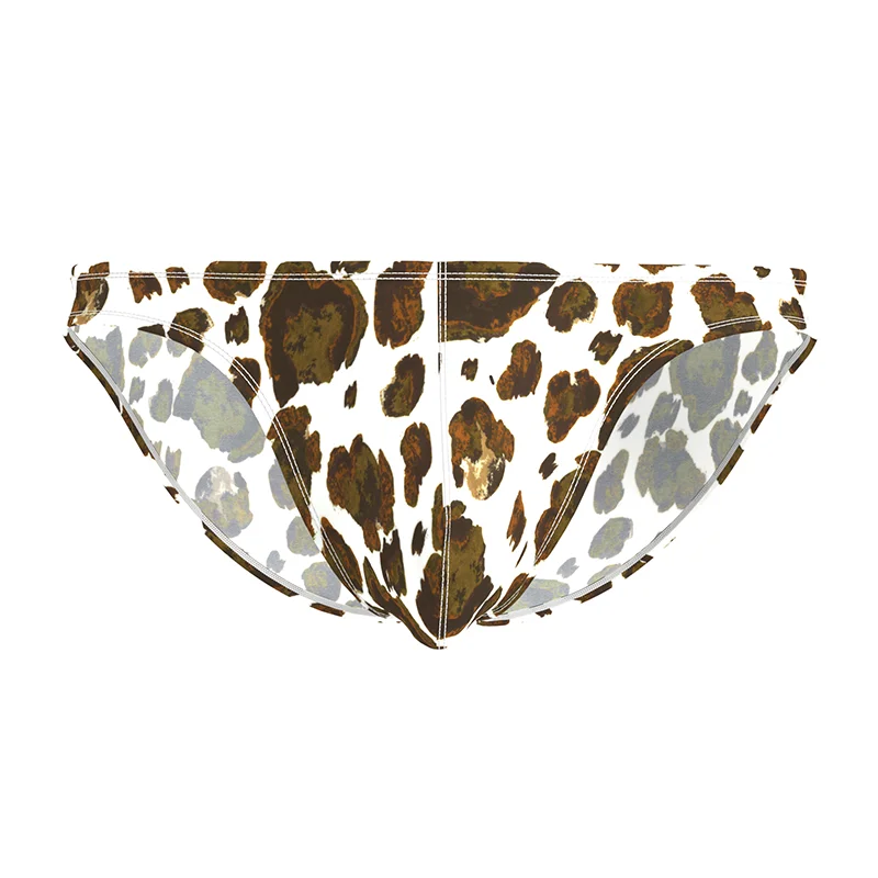 Men's triangle underwear ice silk quick drying thin, breathable, high elasticity, low waist, leopard print sexy