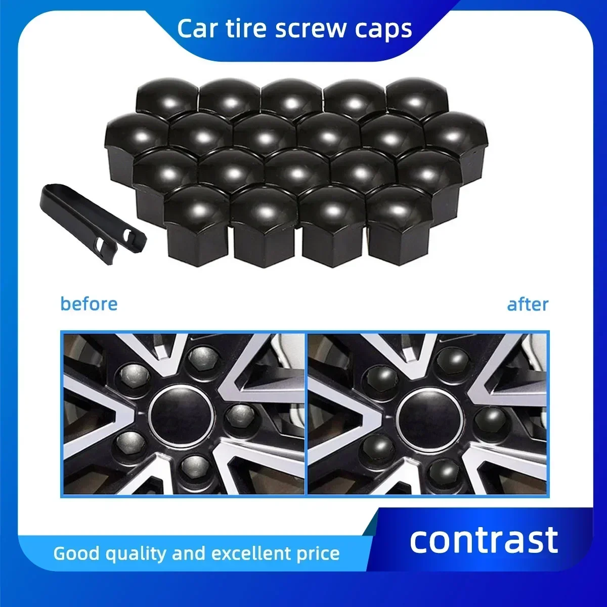 17/19/21mm 20PCS Car Wheel Nut Caps Protection Covers Caps Anti-Rust Auto Hub Screw Cover Car Tyre Nut Bolt Exterior Decoration