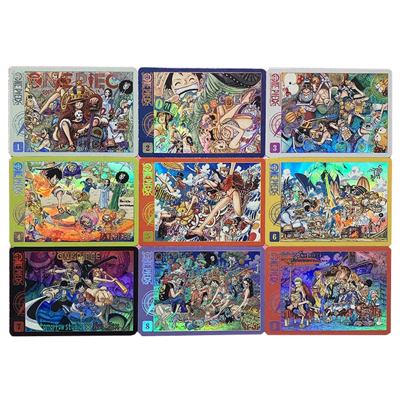 9Pcs/set Diy Self Made One Piece OPCG Luffy Collection Card Color Flash Refraction Classic Anime Cards Gift Toys