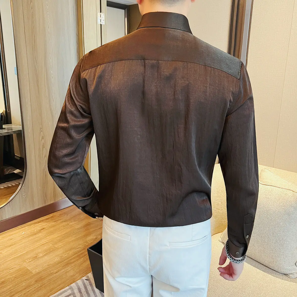 Men's Slim Fit Business Casual Long-sleeve Collared Shirt Premium Turn-Down Collar Shirt for Men: Business Casual Slim Fit