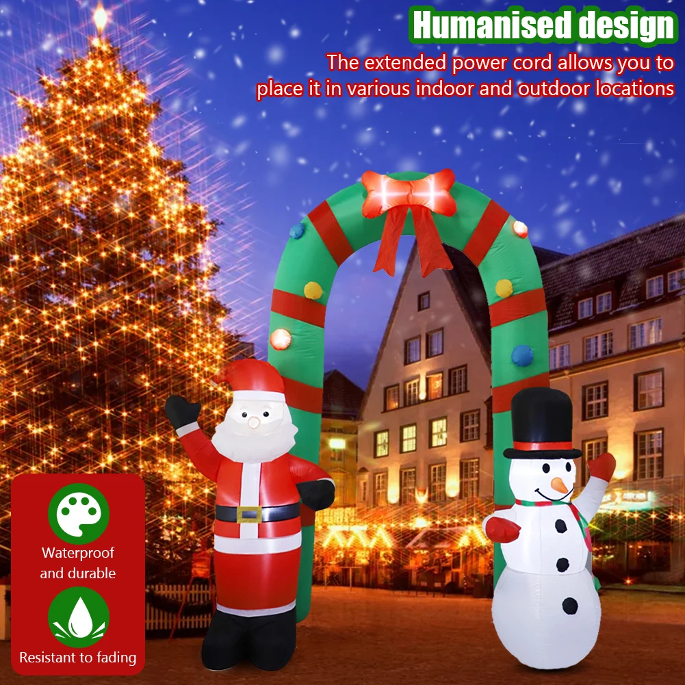 

8ft Inflatable Christmas Arch & LED Light Giant Santa Claus and Snowman Arch for Square Shopping Mall Lawn Garden Holiday Party