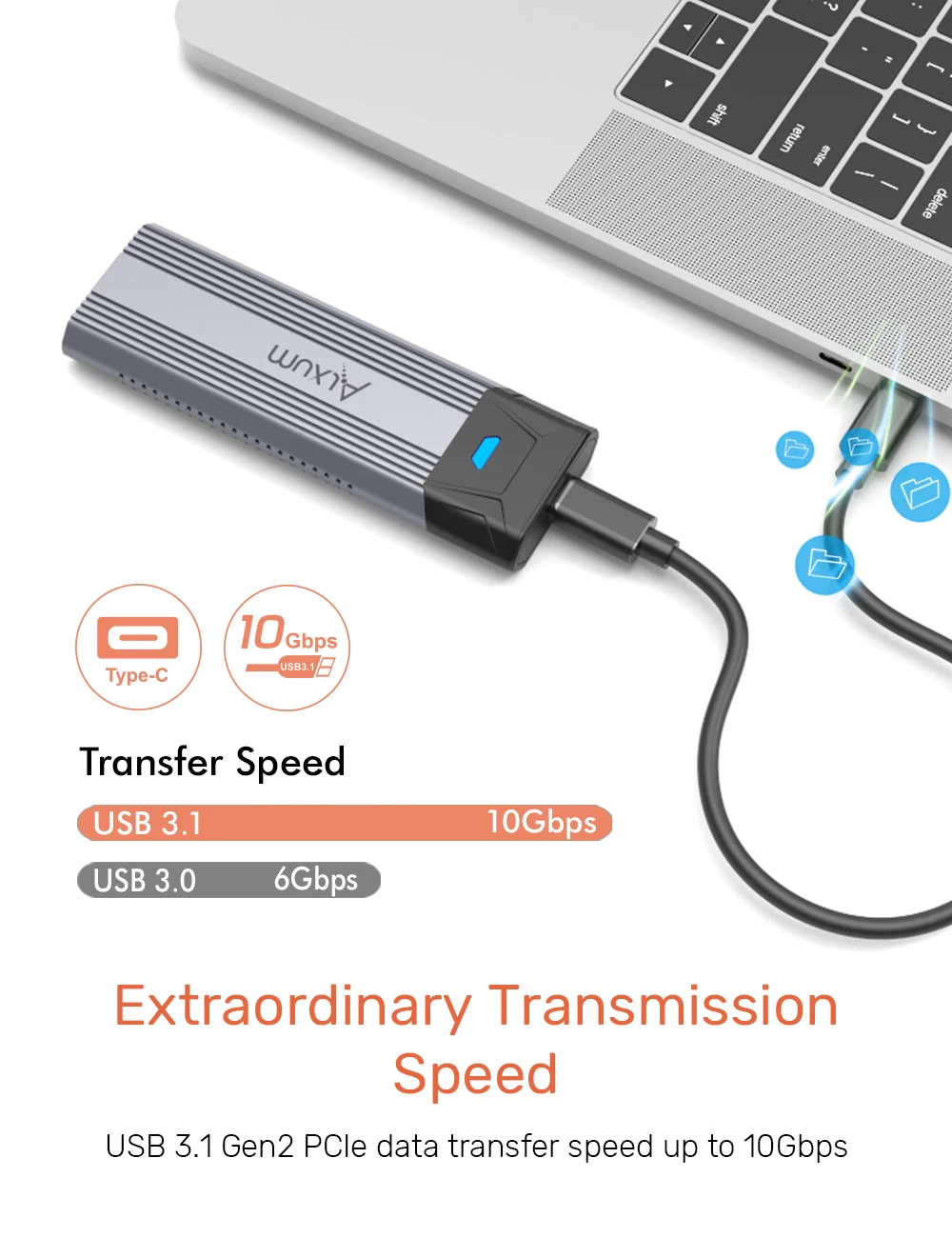 

USB C 10 Гбит/с M.2 NVMe SSD Корпус из алюминиевого сплава Поддержка M-Key B&M Key PCIe NVMe SATA M.2 2242/2260/2280 для ноутбука ПК