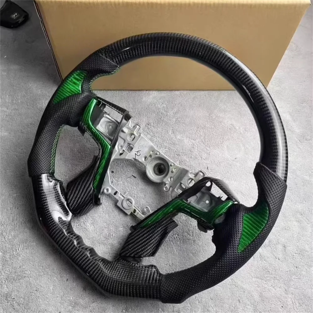 High qualitySports Leather Steering Wheel for   14th Gen Crown  Carbon Fiber Steering Wheel Car Accessories Green Modified