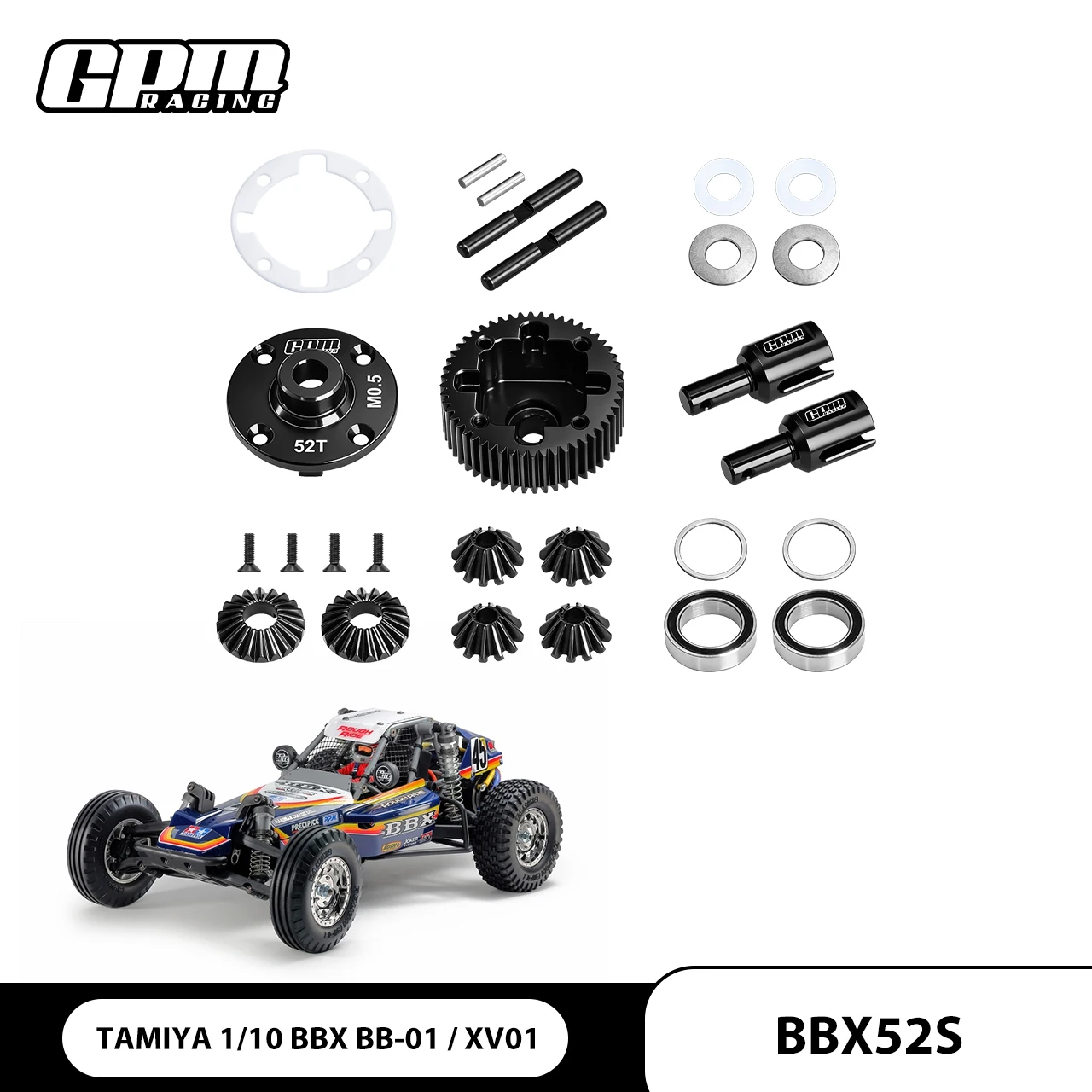 

GPM 40Cr Steel 52T Rear Complete Differential For TAMIYA 1/10 BBX BB-01,XV01