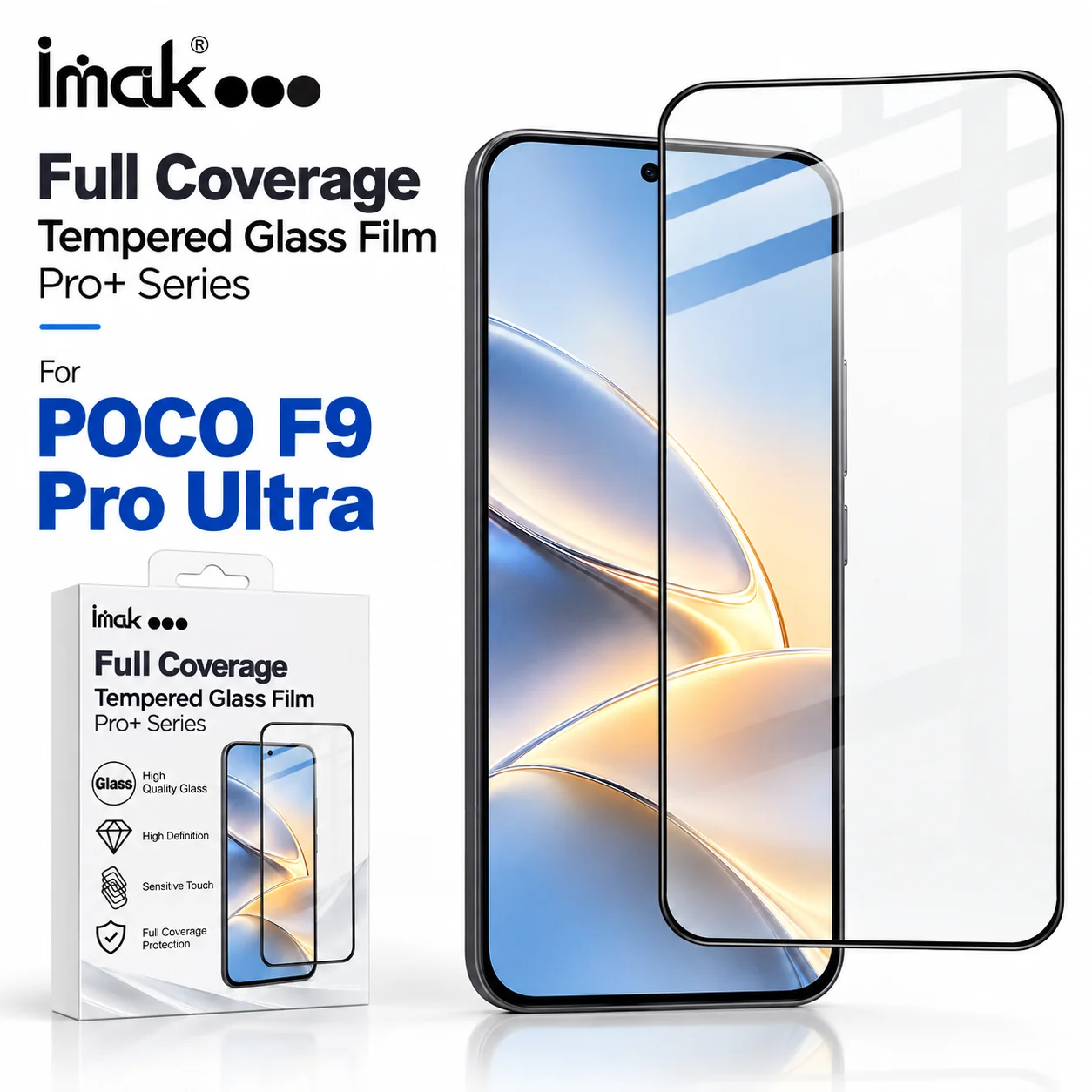 Glass For POCO F9 Pro Ultra Support Fingerprint Protector Film HD Clear Anti Scratch Oleophobic Coating FM0003