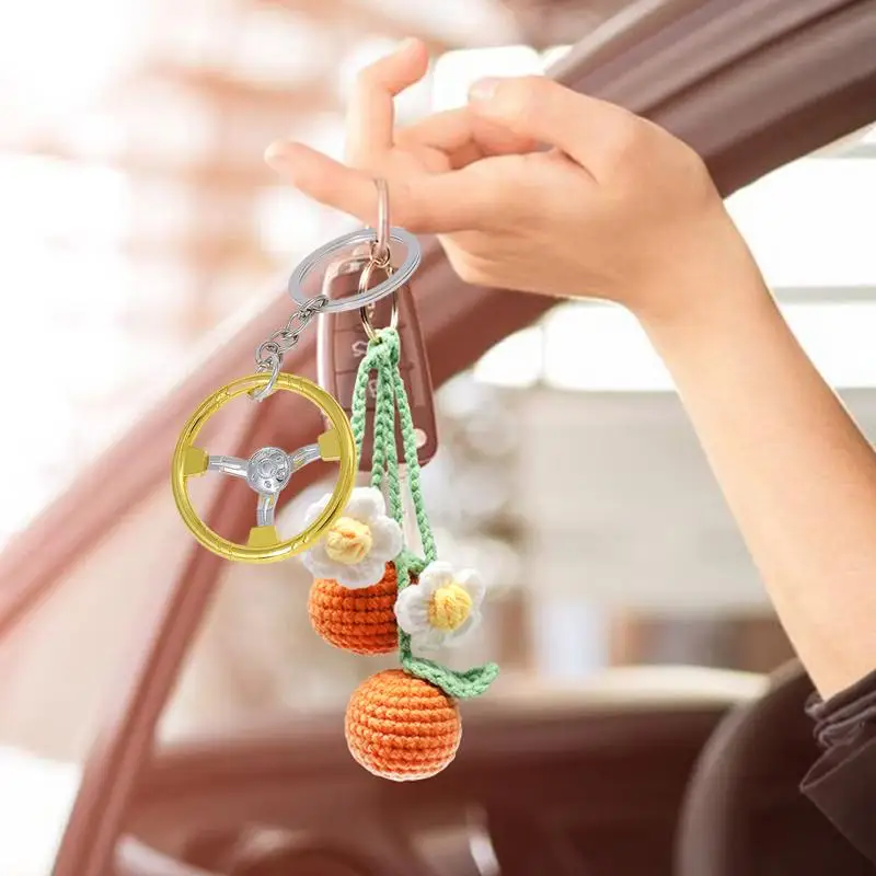 Steering Wheel Model Keychain Backpack Decoration Zinc Alloy Car Wheel Key Chain Creative Simulation Steering Wheel Keychain