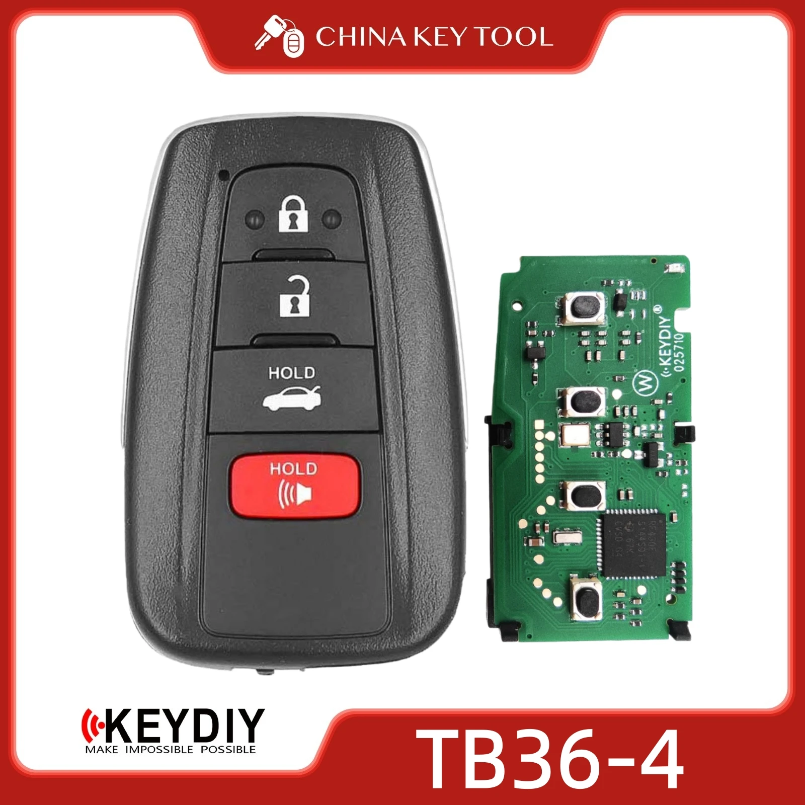 

KEYDIY KD TB36-4 Универсальный интеллектуальный дистанционный ключ 3 + 1 кнопки с транспондером 8А, совместимый с типом Toyota Lexus