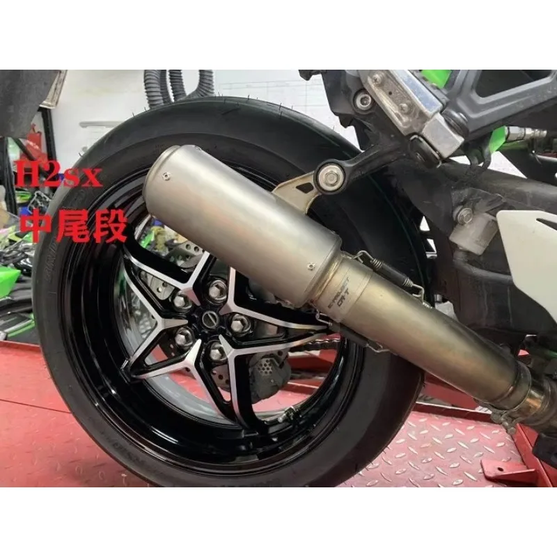 For Kawasaki H2 H2sx Modified H2 Modified Titanium Alloy Front H2sx Titanium Color Burned Blue Motorcycle Exhaust！