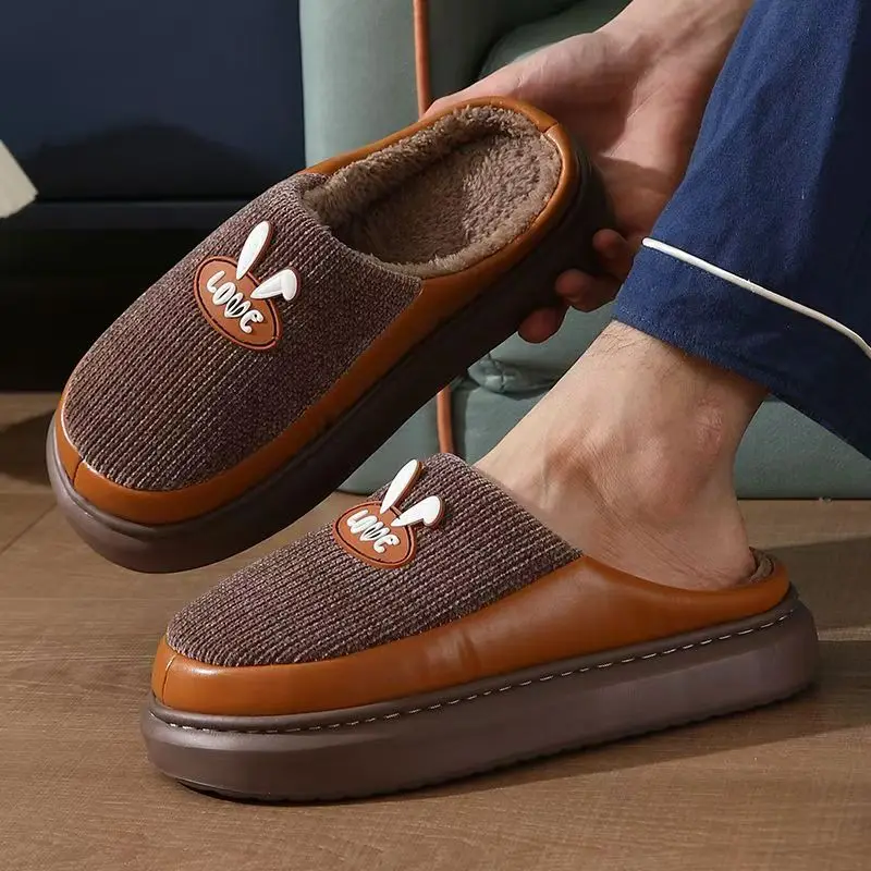 

2025 Winter Home-Use Cotton Slippers For Men Lightweight Thickly Padded Warm Comfortable And Casual Thick-soled Slippers