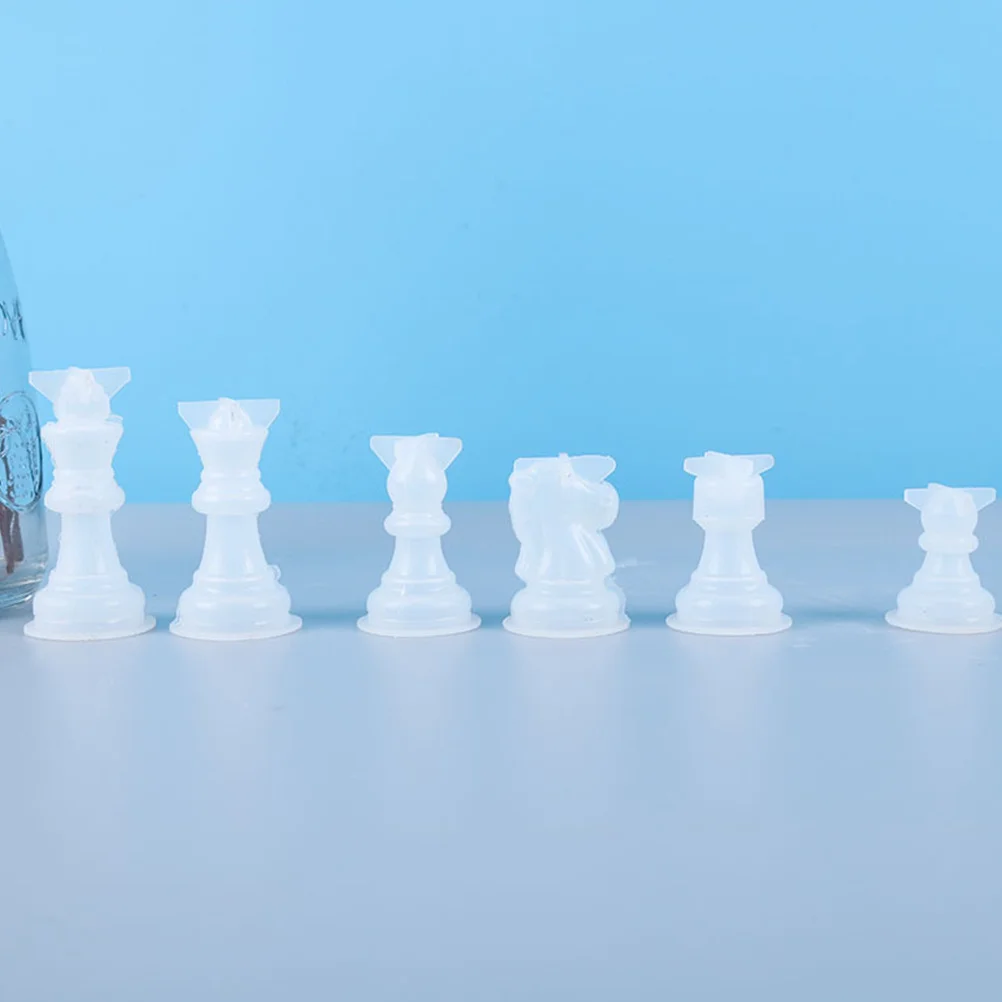 

6Pcs DIY Chess Mold Silicone Chess Pieces Casting Mould for Handmade Games Flexible Reusable Crafting Tool for Adults Kids