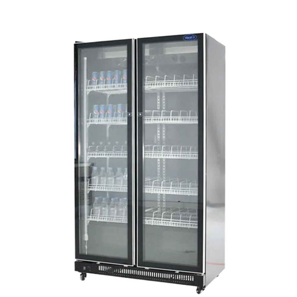 

Double Door 350L Fridge Upright Drink Display Cooler Commercial Refrigerators for Beer Beverage Shop