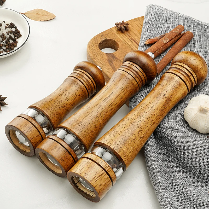 

Деревянная мельница для соли и перца с акриловым видимым окном и регулируемой степенью грубости, многоразовая для кухни и дома