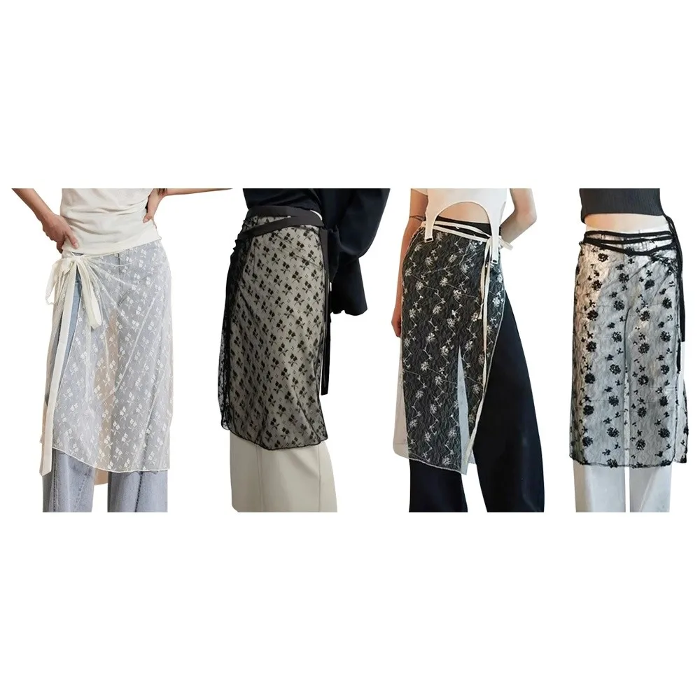 

Sheer Lace​​ Lace Up Skirt See-Through Skirt​​ ​​Adjustable Ties​​ ​​Sequins Flower Apron​​ ​​Glitter Sequins​​ ​​Boho Design​​