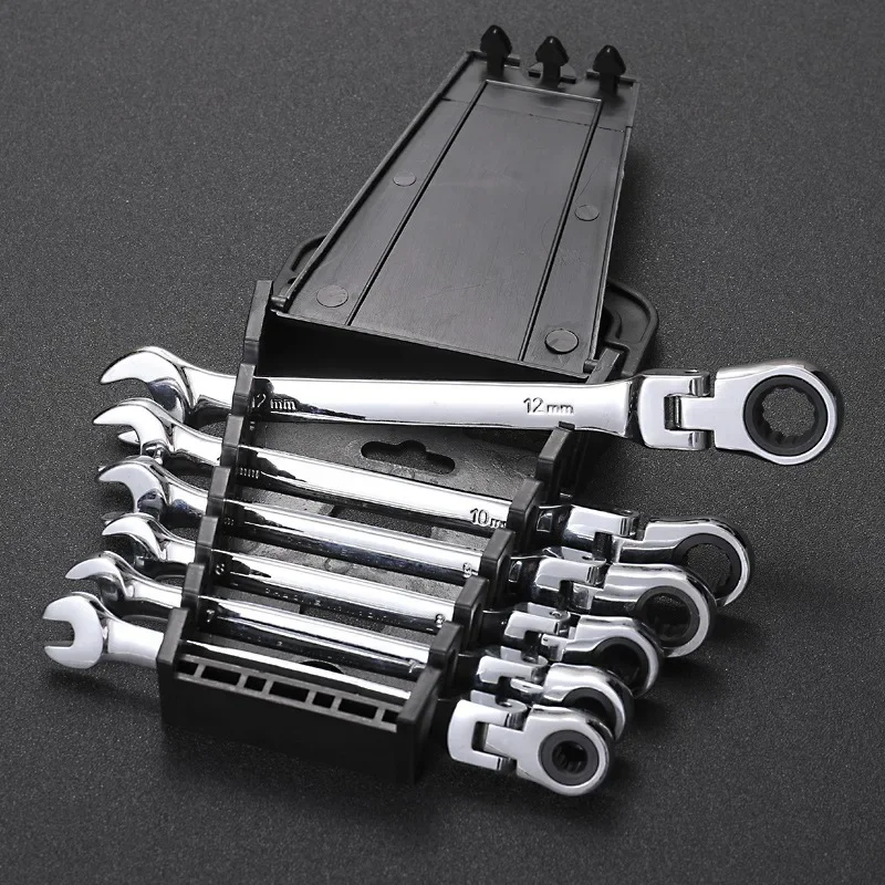 Double-end Adjustable Ratchet Wrench Set Labor-saving Open End Wrench Set Hardware Tool Spanner Mechanical Workshop Hand Tools