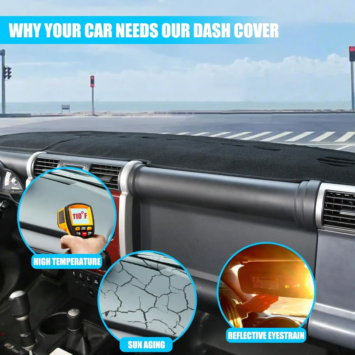 

Dash Mat Car Dashboard Covers Mat Shading Pad Sun Protection Pad Dust Pad Interior Accessories For Toyota FJ Cruiser 2007-2022