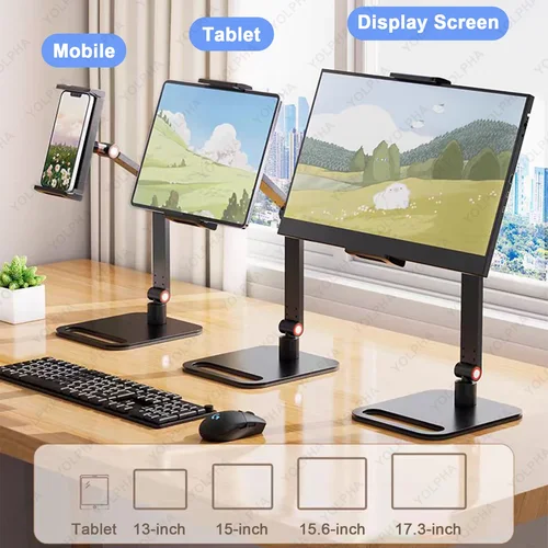 Imagen 2 del producto Soporte para tableta para iPad Soporte Kindle ajustable en altura 360 ° Soporte de monitor de rotación para escritorio, tabletas, base cuadrada para teléfono inteligente