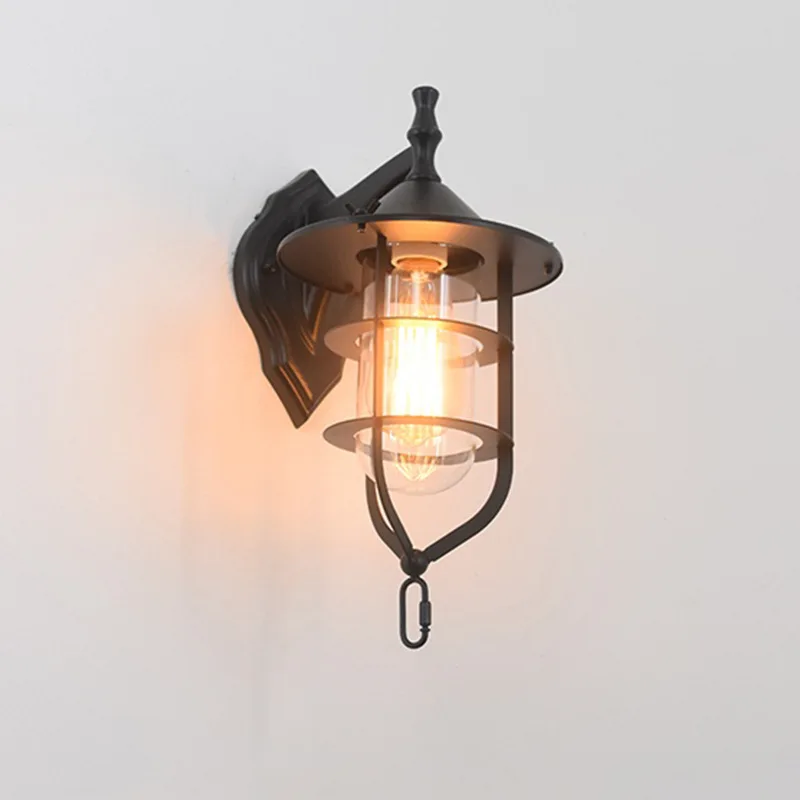 

Industrial Style Indoor Restaurant Black Aisle Wrought Iron Lamp American Country Retro Wall Lamp Creative Bedroom Bedside Light