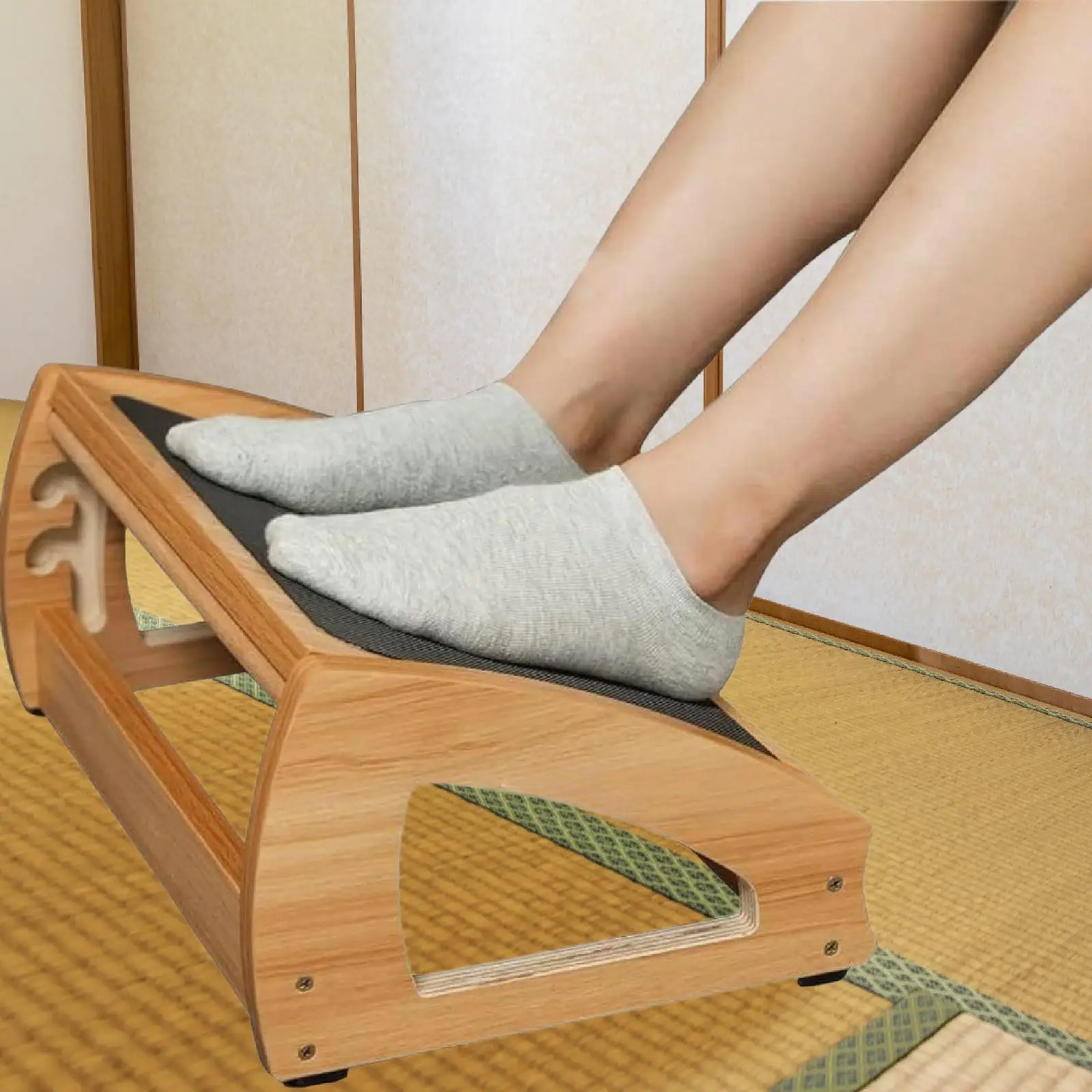 Compact Wood Under Desk Footrest for Home Office Ergonomic Non Slip Foot Stool Adult Leg Support for Work Living Room Desk