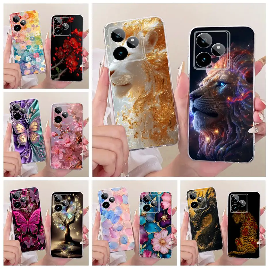 Für Realme GT 7 GT7 T 5G Hülle RMX5061 Niedliche Löwen-Modehülle Bemalte Abdeckung Weiche Silikon-Handyhülle Für Realme GT 7 Pro GT7T 5G Schutzhülle